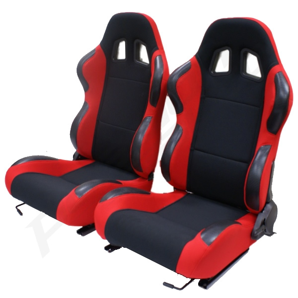 BLACK & RED RECLINING BUCKET CAR SEATS FOR FORD FIESTA/FUSION/RS TURBO